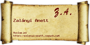 Zalányi Anett névjegykártya